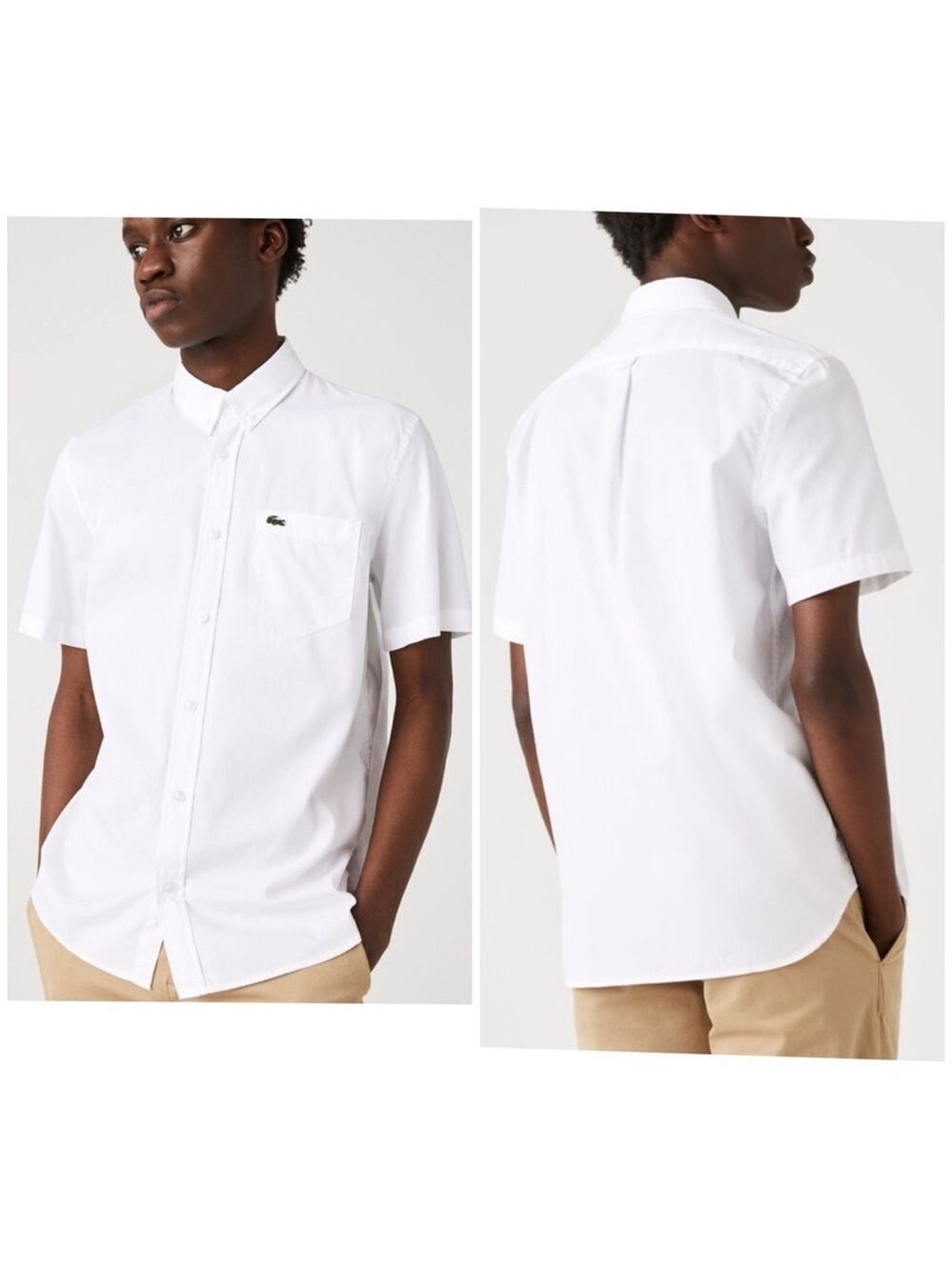 Lacoste White Casual Button Down Shirt Classic Design Sz 44